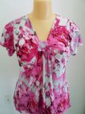 Blusa Malha Fria Estampada Rosa